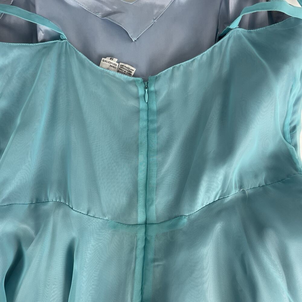 Peak Starlink Vintage Formal Dress Hand Beaded/Sequined Turquoise sz 14 2 piece - Picture 6 of 12